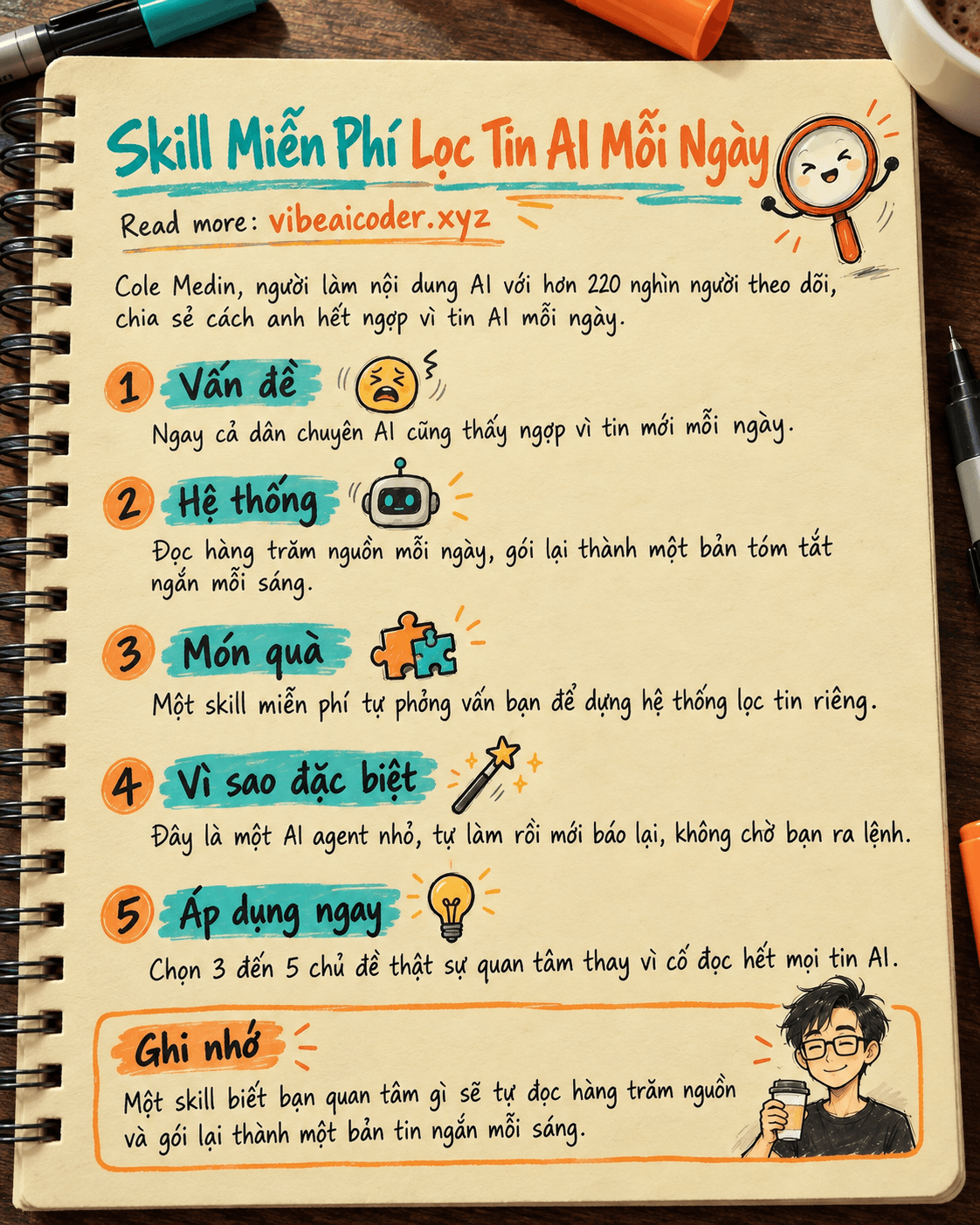 Skill Miễn Phí Lọc Tin AI Mỗi Ngày: Cole Medin Chia Sẻ Cách Anh Hết Ngợp