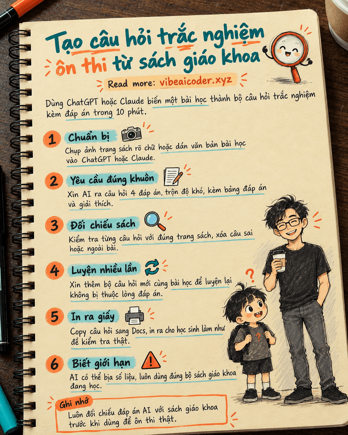 Dùng ChatGPT hoặc Claude tạo câu hỏi trắc nghiệm ôn thi từ sách giáo khoa trong 10 phút