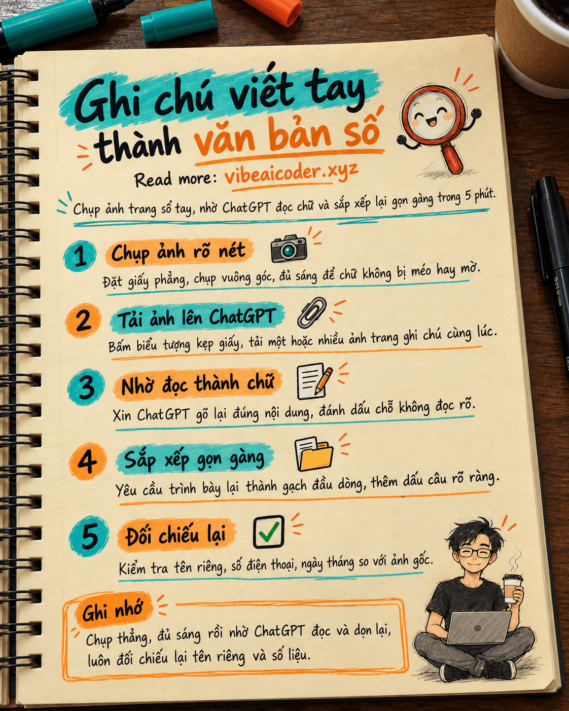 Dùng ChatGPT chuyển ghi chú viết tay thành văn bản số gọn gàng trong 5 phút
