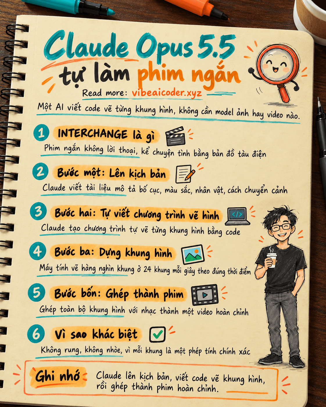 Claude Opus 5.5 tự làm phim ngắn: viết code vẽ từng khung hình, không cần model ảnh hay video nào