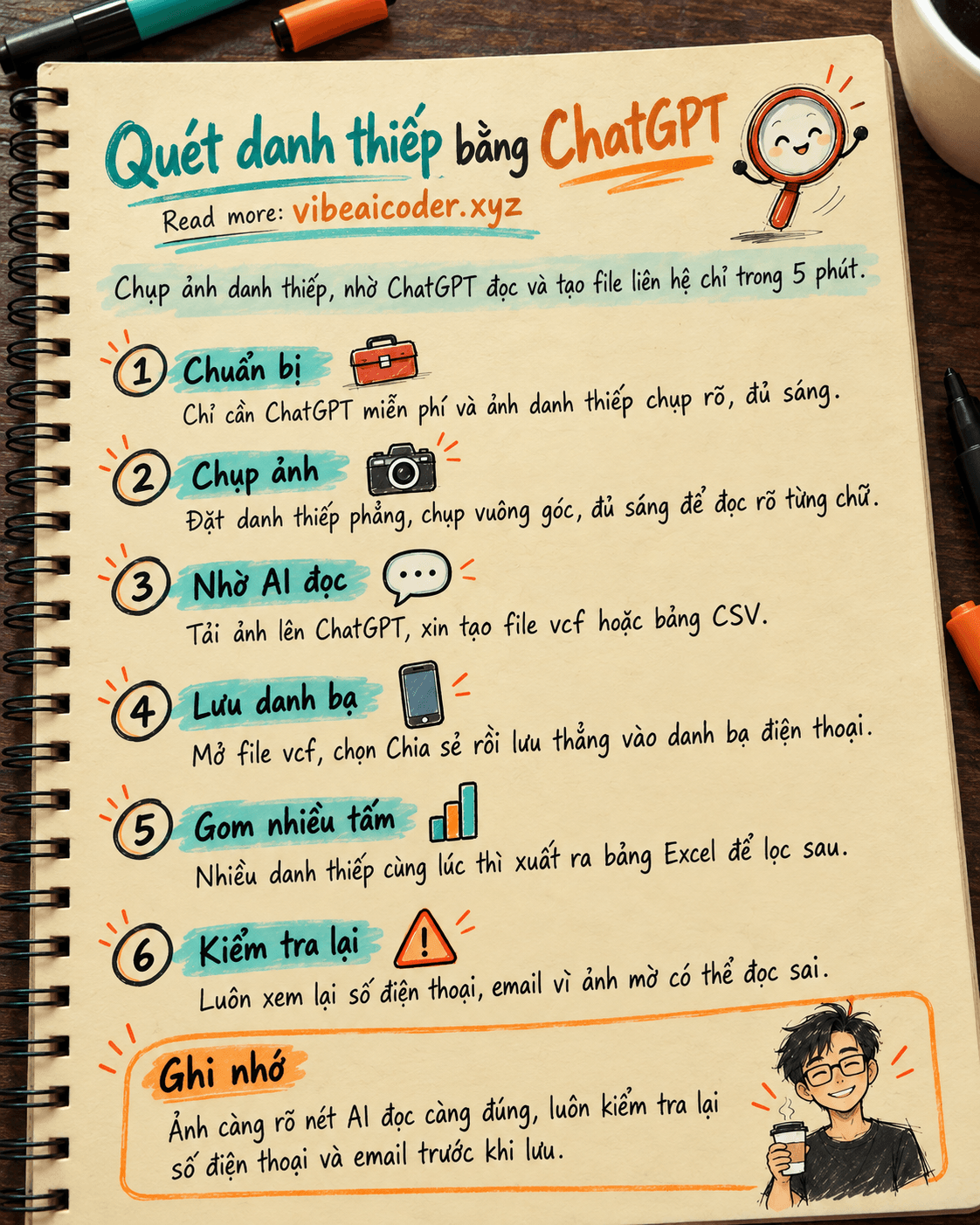 Dùng ChatGPT quét danh thiếp thành danh bạ liên hệ trong 5 phút