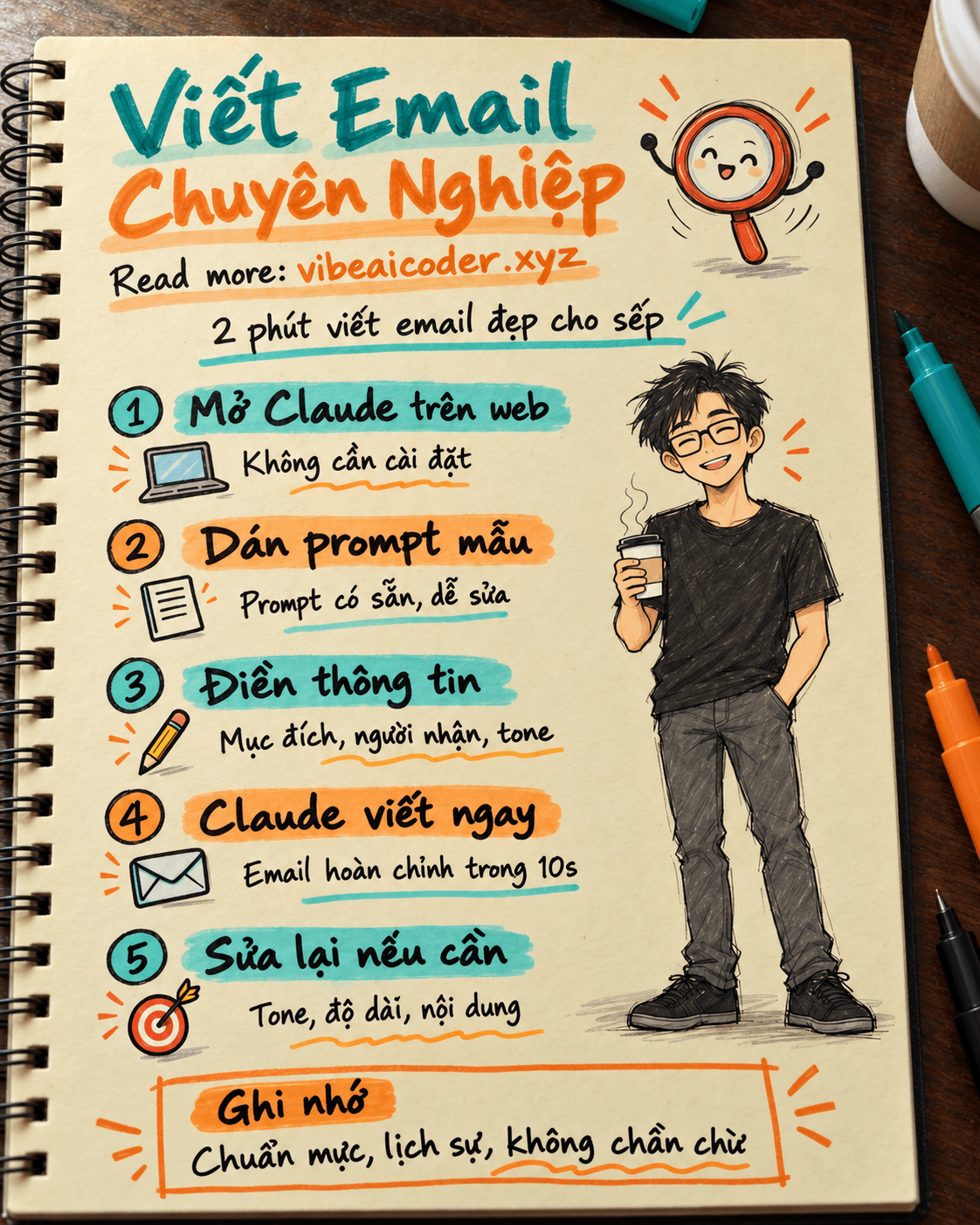 Dùng Claude viết email công việc chuyên nghiệp trong 2 phút (kèm prompt mẫu)