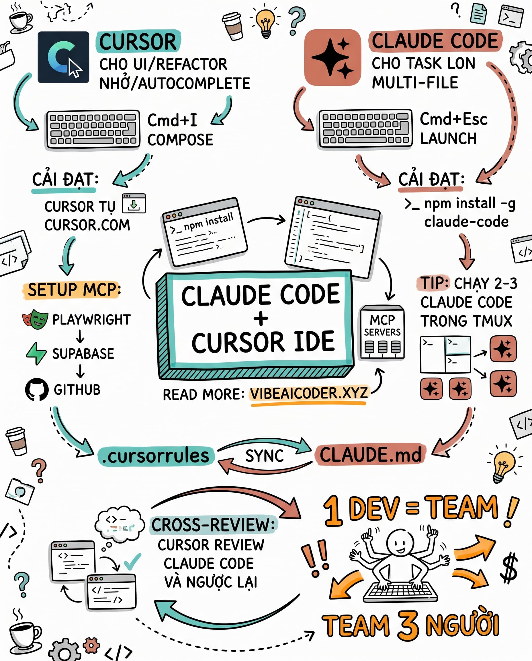 Claude Code + Cursor IDE: Pair Programming Tăng Năng Suất Gấp 3 Lần