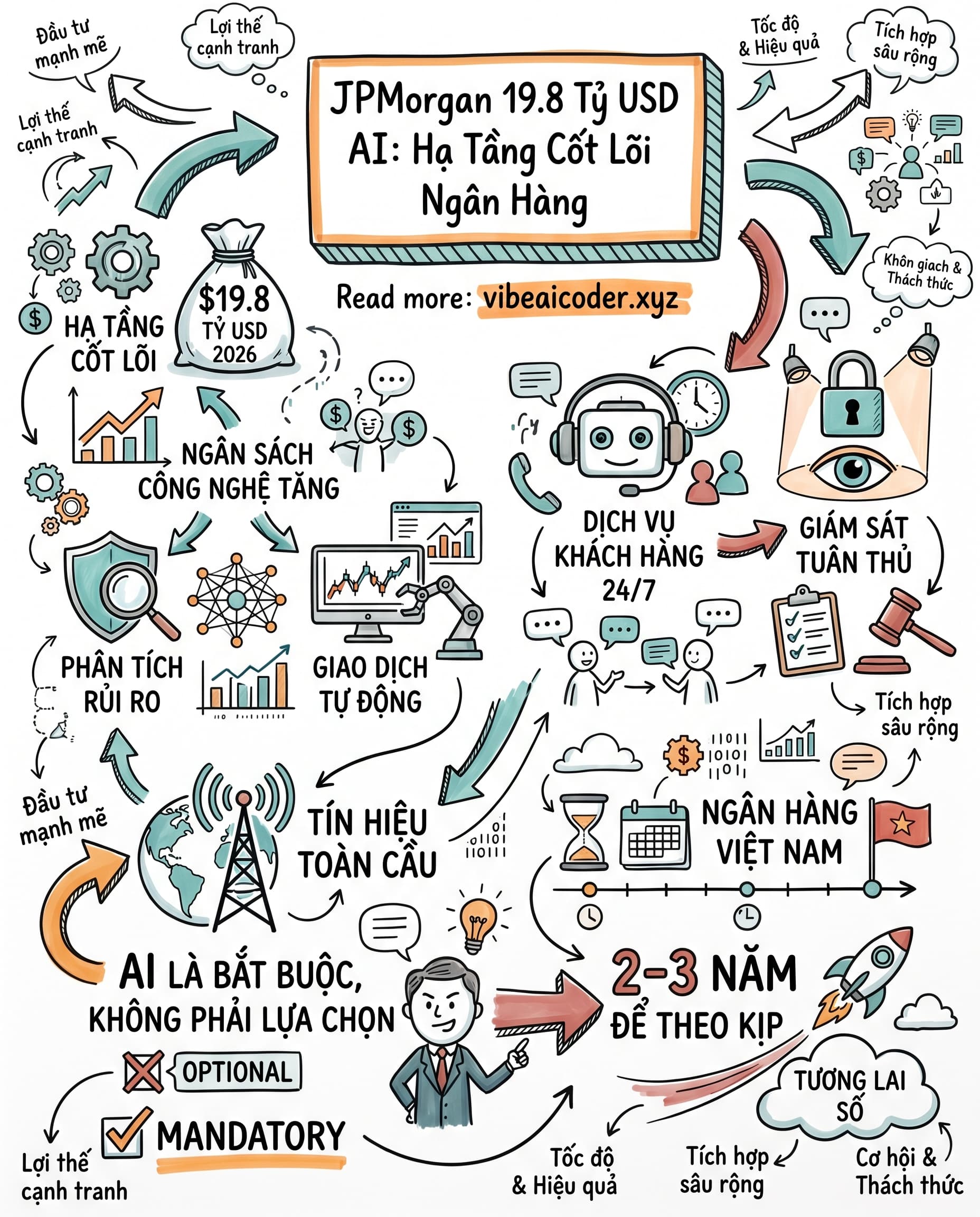 🏦 JPMorgan rót 19,8 tỷ USD vào AI: Ngân hàng lớn nhất thế giới đã coi AI là hạ tầng sống còn