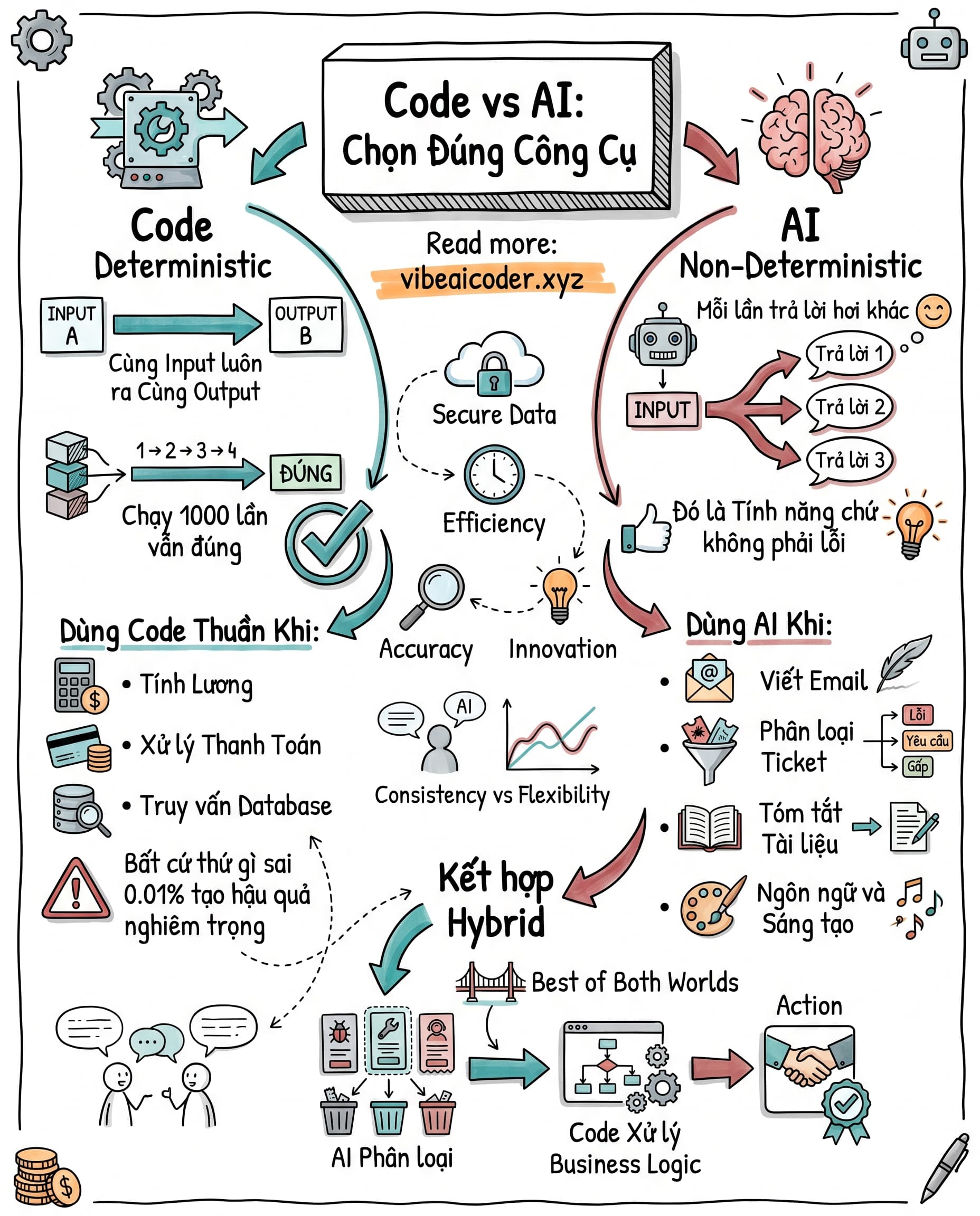 🤖 Khi Nào Dùng AI, Khi Nào Dùng Code Thuần Để Không Mất Tiền Oan