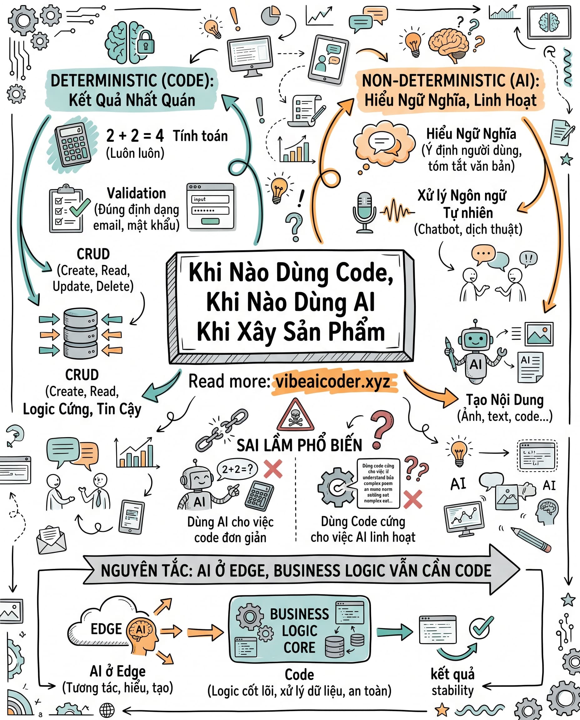 🧠 Khi Nào Dùng Code, Khi Nào Dùng AI Khi Xây Sản Phẩm