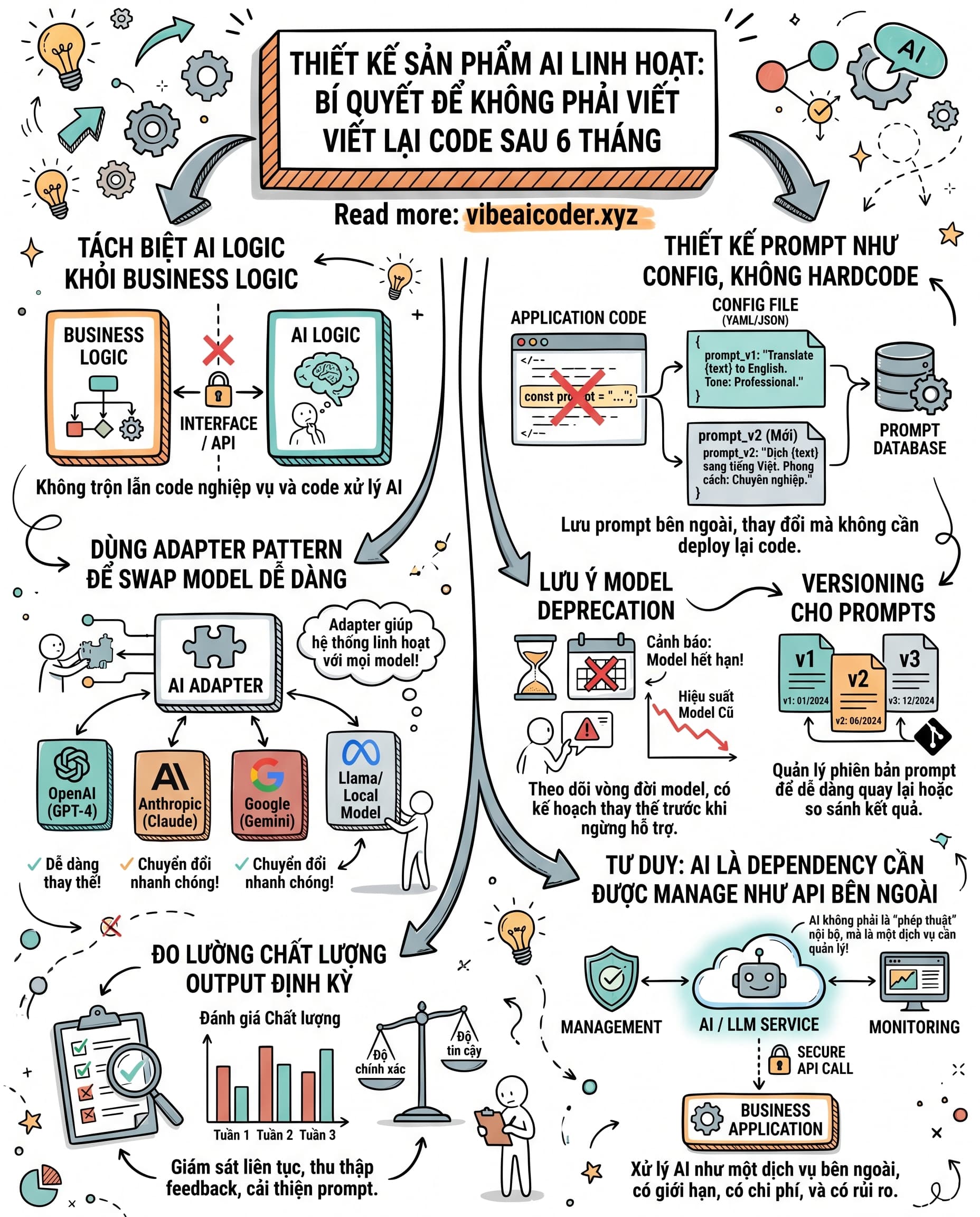 🧩 Thiết Kế Sản Phẩm AI Linh Hoạt: Bí Quyết Để Không Phải Viết Lại Code Sau 6 Tháng