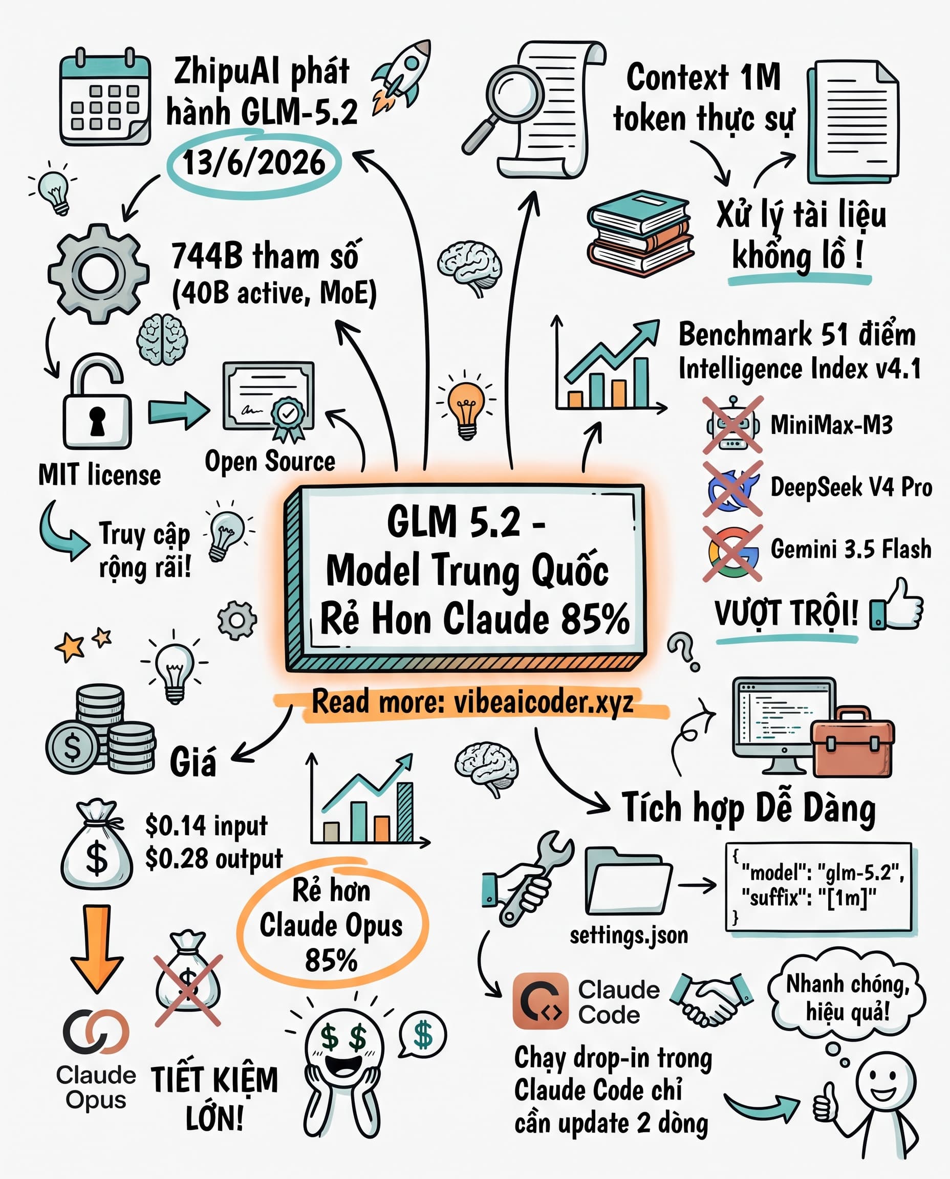 🧠 GLM-5.2: Model nguồn mở 744B thách thức Gemini và Claude với giá rẻ hơn 85%