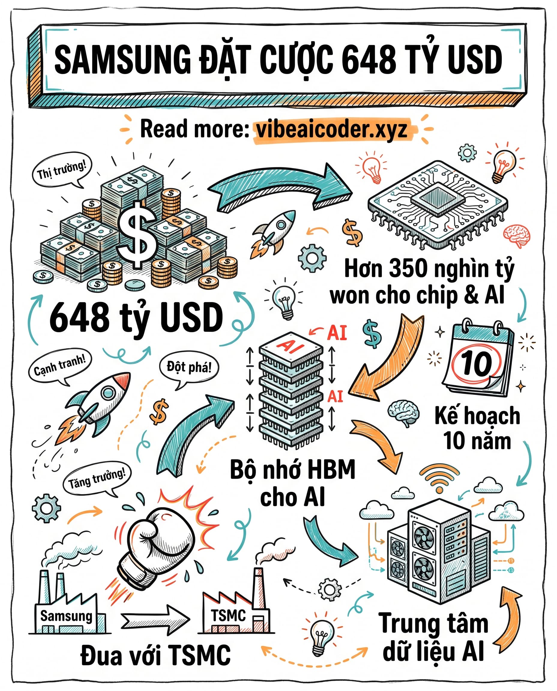 💰 Samsung Đặt Cược 648 Tỷ USD: 10 Năm Dồn Hết Cho Chip Và AI