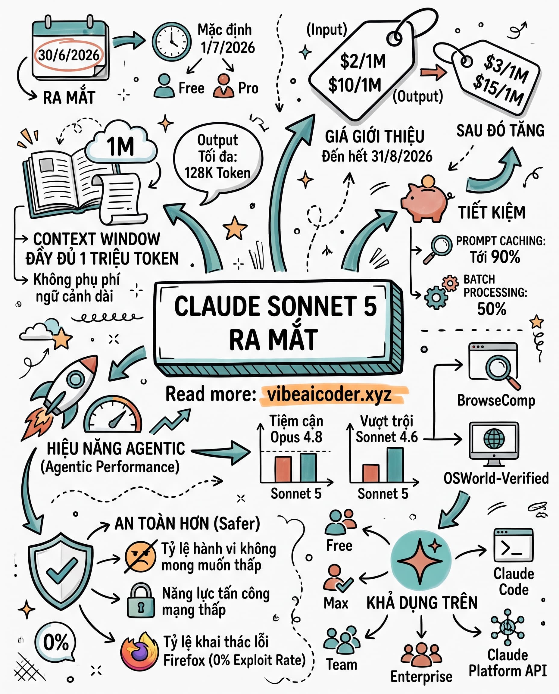 🚀 Claude Sonnet 5 ra mắt: context 1 triệu token, giá giảm mạnh