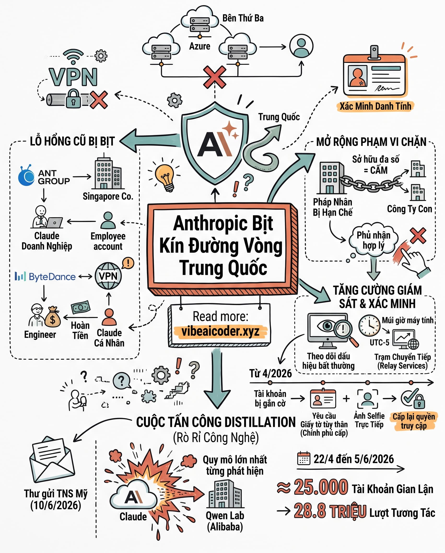 🕵️ Anthropic vừa bịt kín 2 chiêu Trung Quốc lách luật dùng Claude