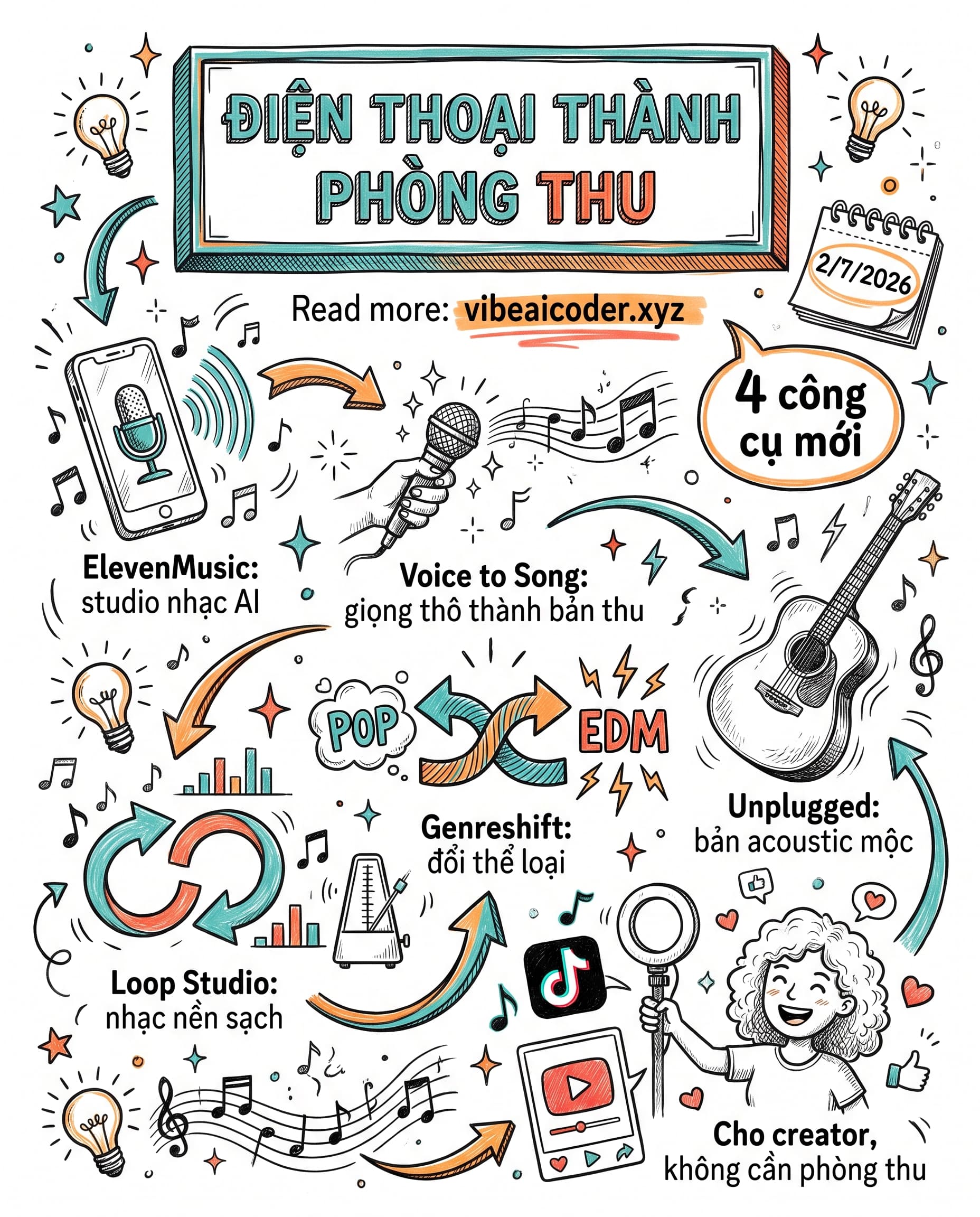 🎧 ElevenLabs Ra Mắt 4 Công Cụ Biến Điện Thoại Thành Phòng Thu Nhạc