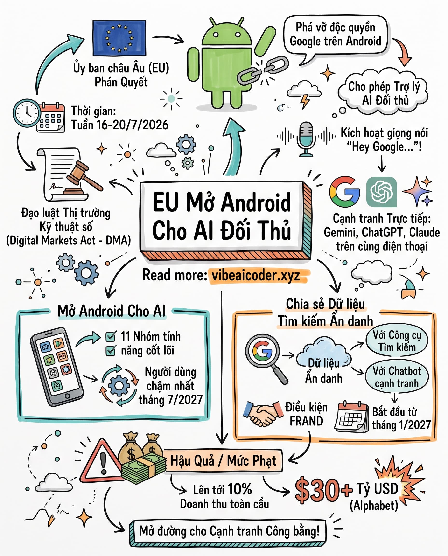 🇪🇺 EU ép Google mở Android cho ChatGPT và Claude cạnh tranh