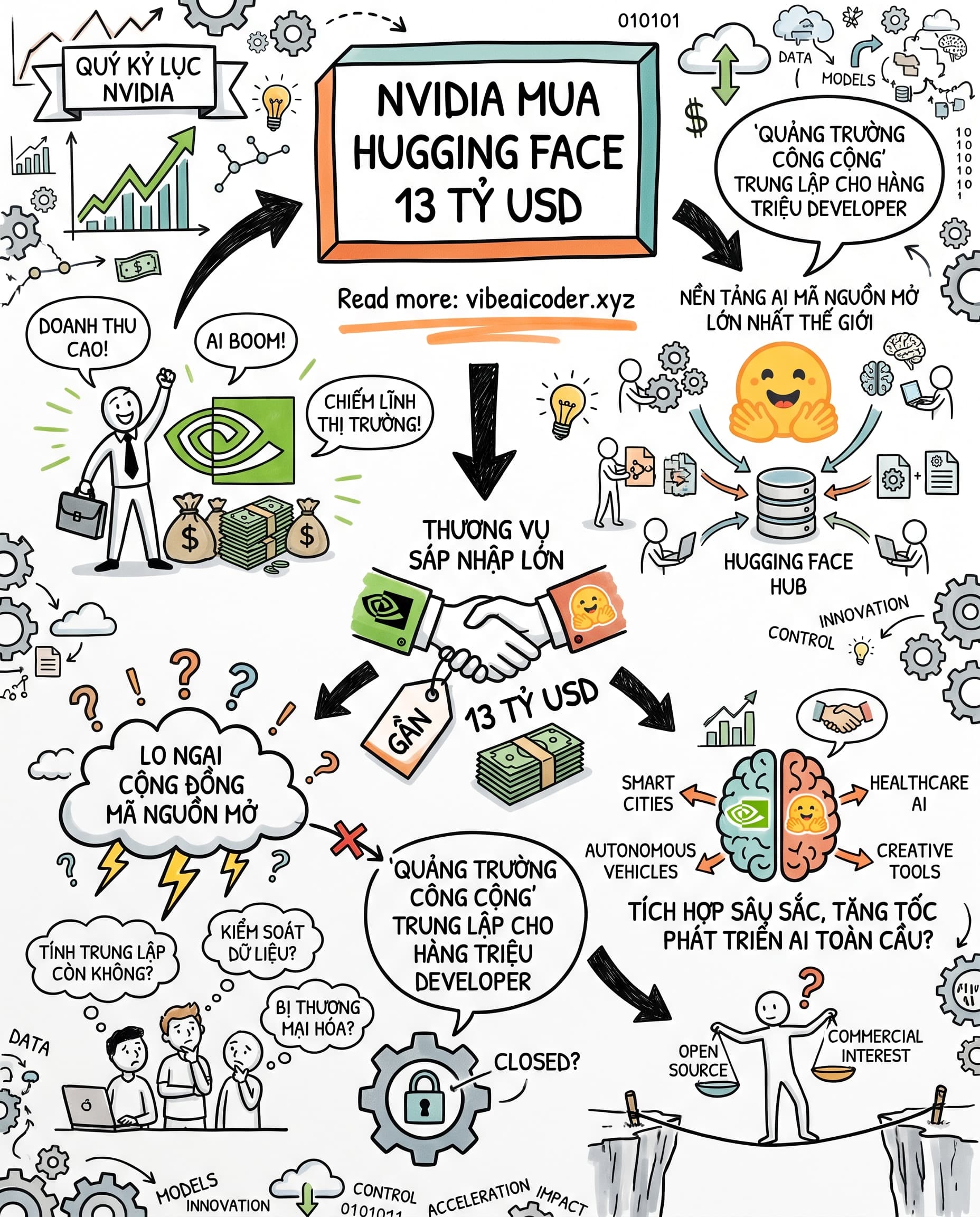 🤯 Nvidia chi 13 tỷ USD mua đứt Hugging Face, dân mã nguồn mở lo sốt vó