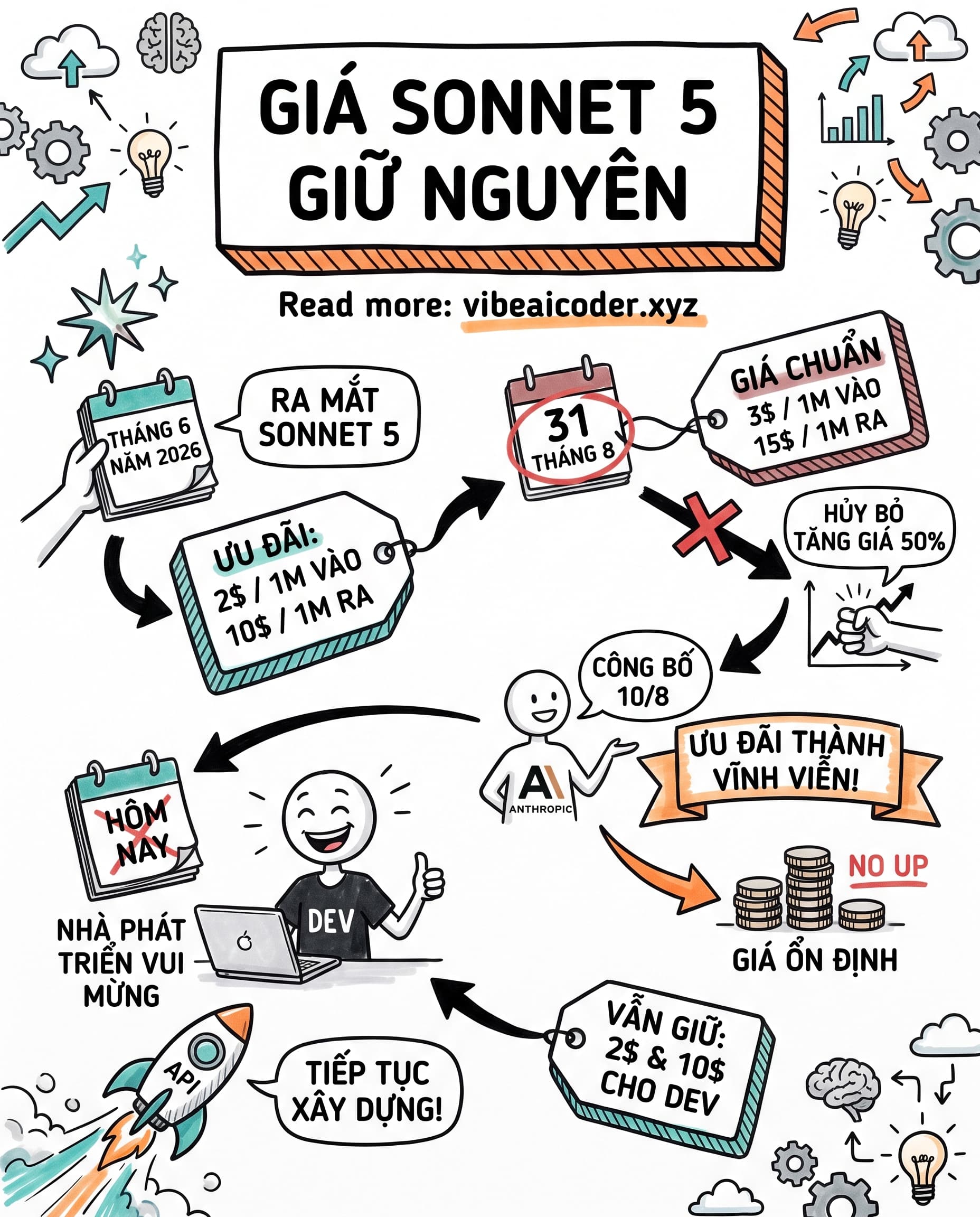 💰 Hôm nay giá Claude Sonnet 5 đáng lẽ tăng 50%, nhưng Anthropic đã hủy từ 3 tuần trước