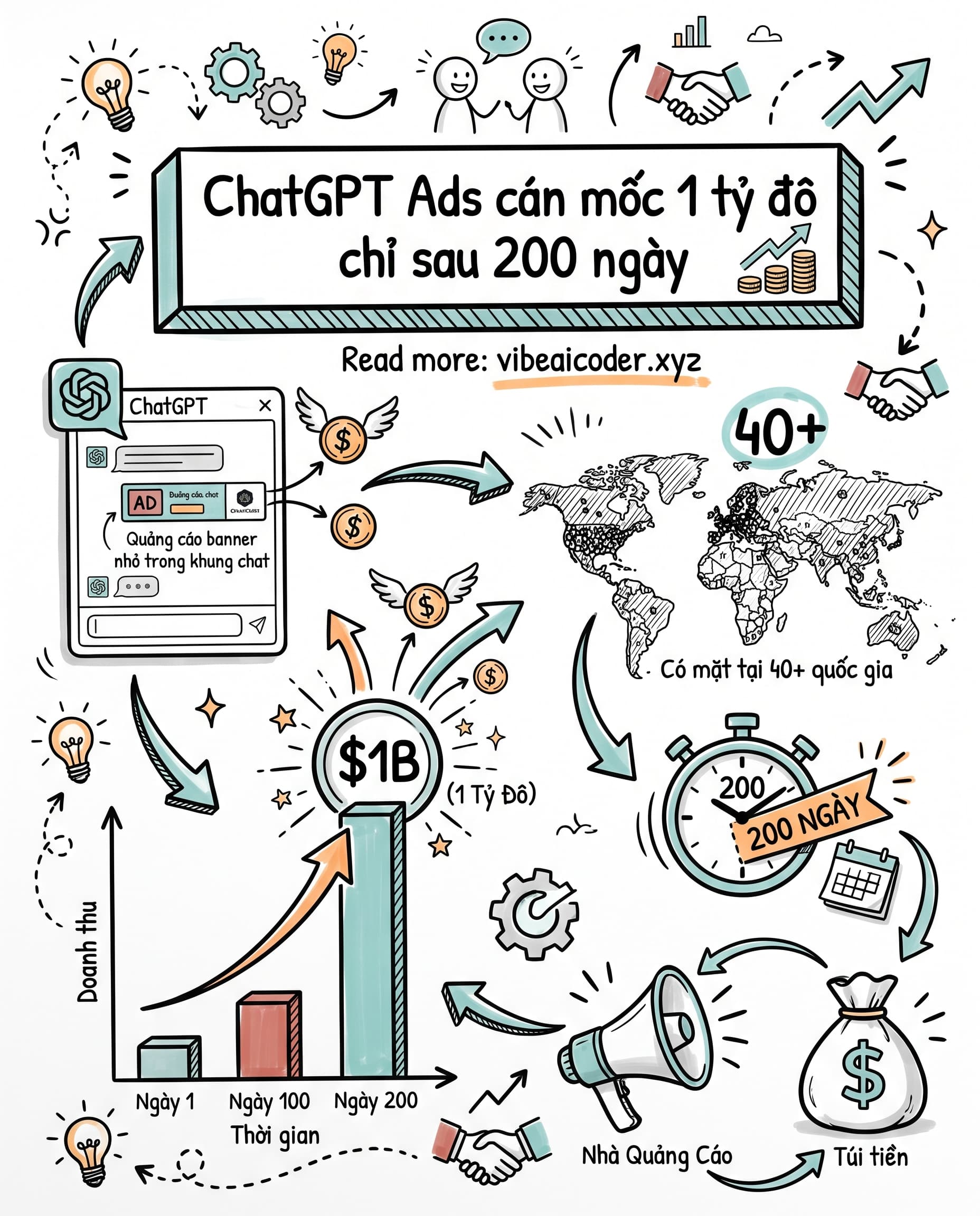 🚀 ChatGPT Ads cán mốc doanh thu 1 tỷ đô chỉ sau 200 ngày