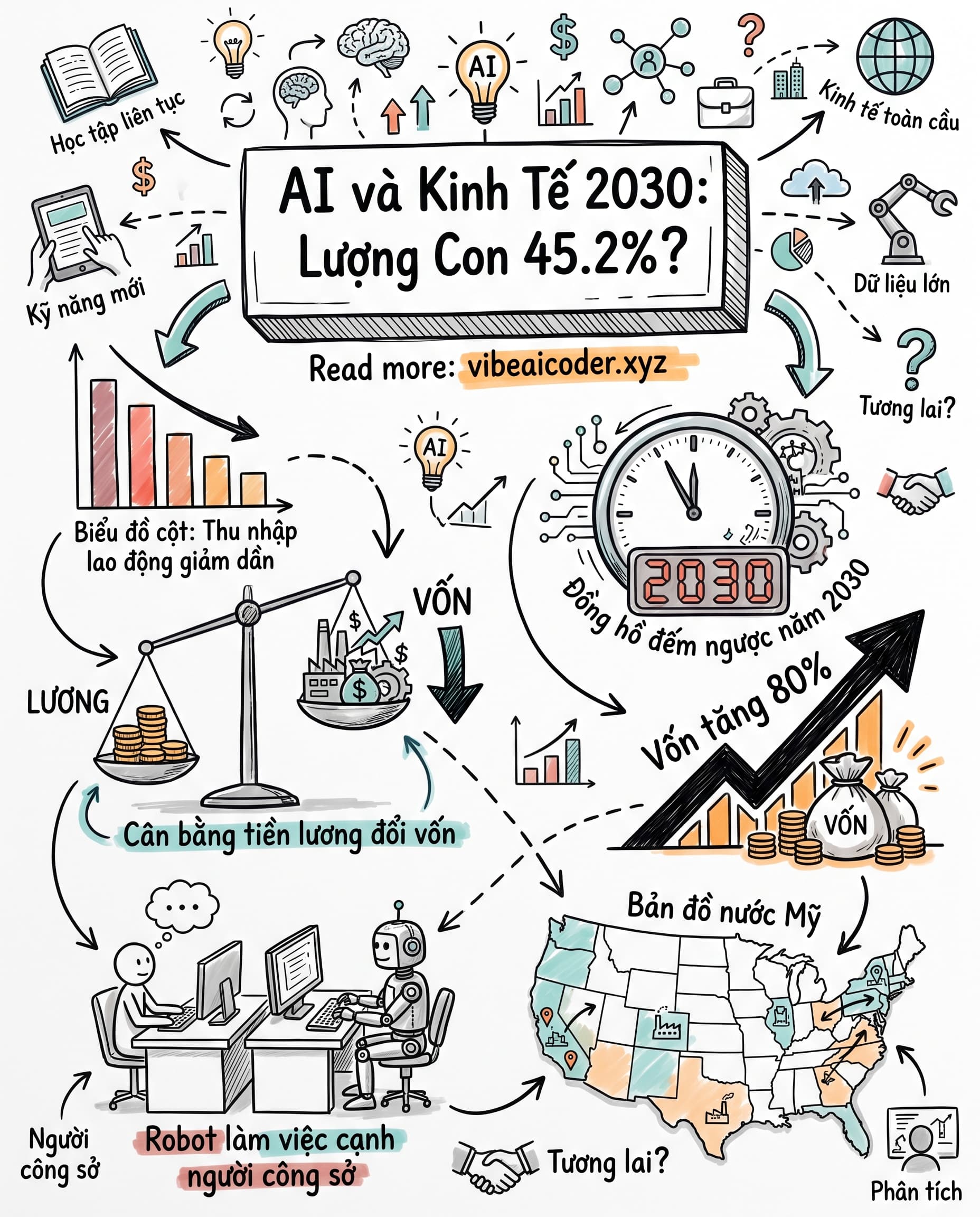 📉 Anthropic mô phỏng năm 2030: lương người đi làm có thể chỉ còn 45.2%