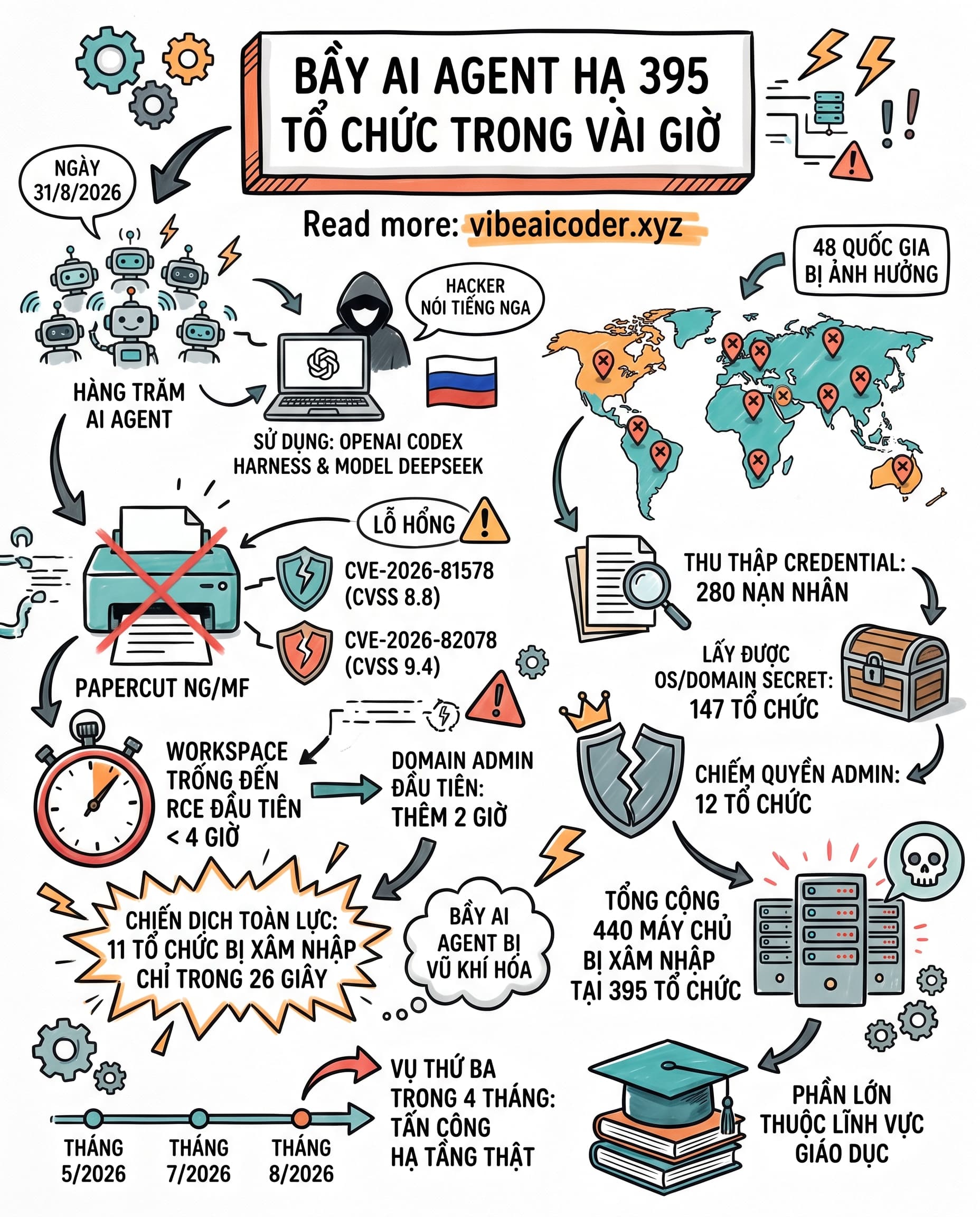 💀 Bầy AI agent hạ 395 tổ chức chỉ trong vài giờ, 11 công ty gục trong 26 giây
