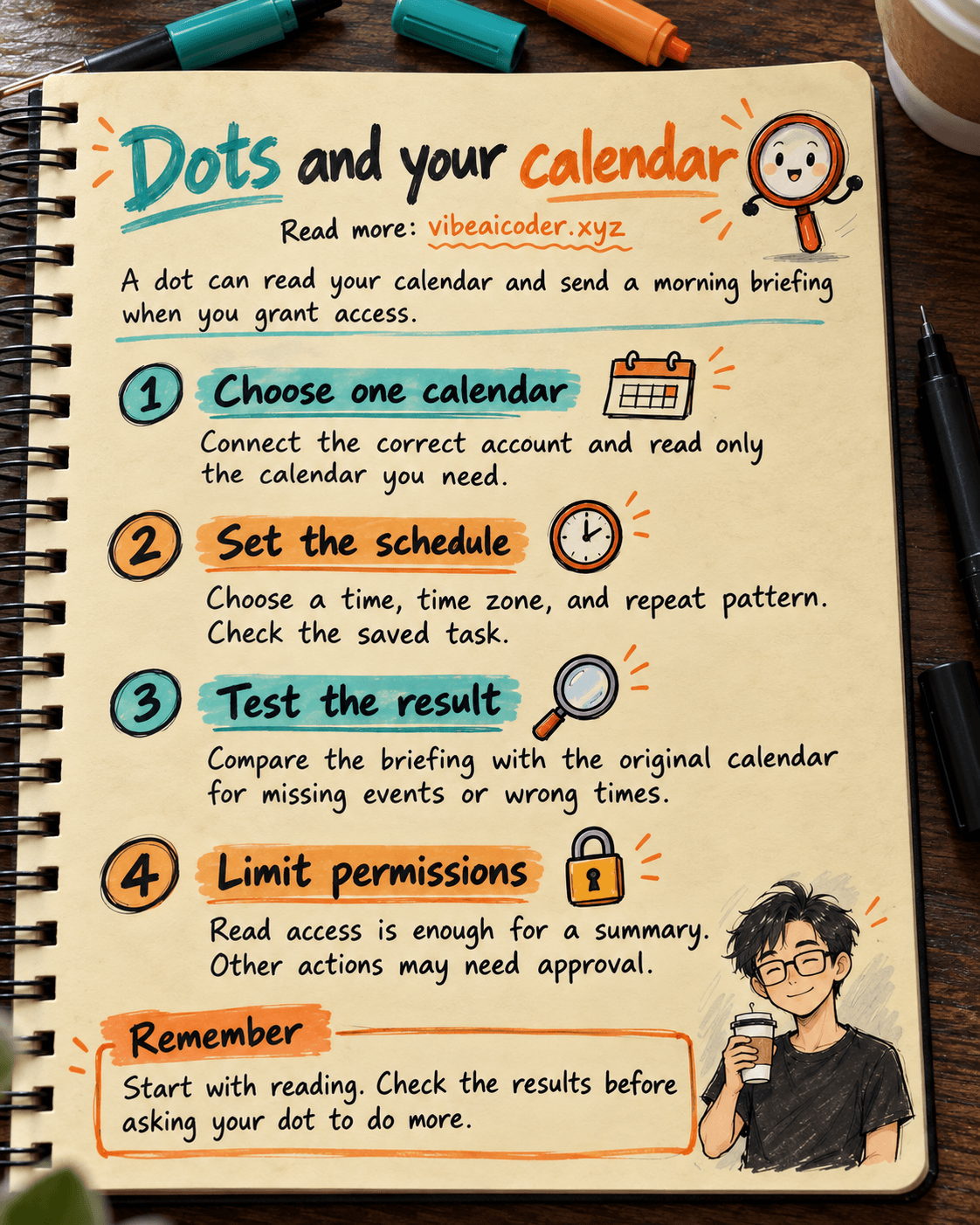 Use a Dot for a Daily Calendar Briefing: Apps, Schedules, and Permissions