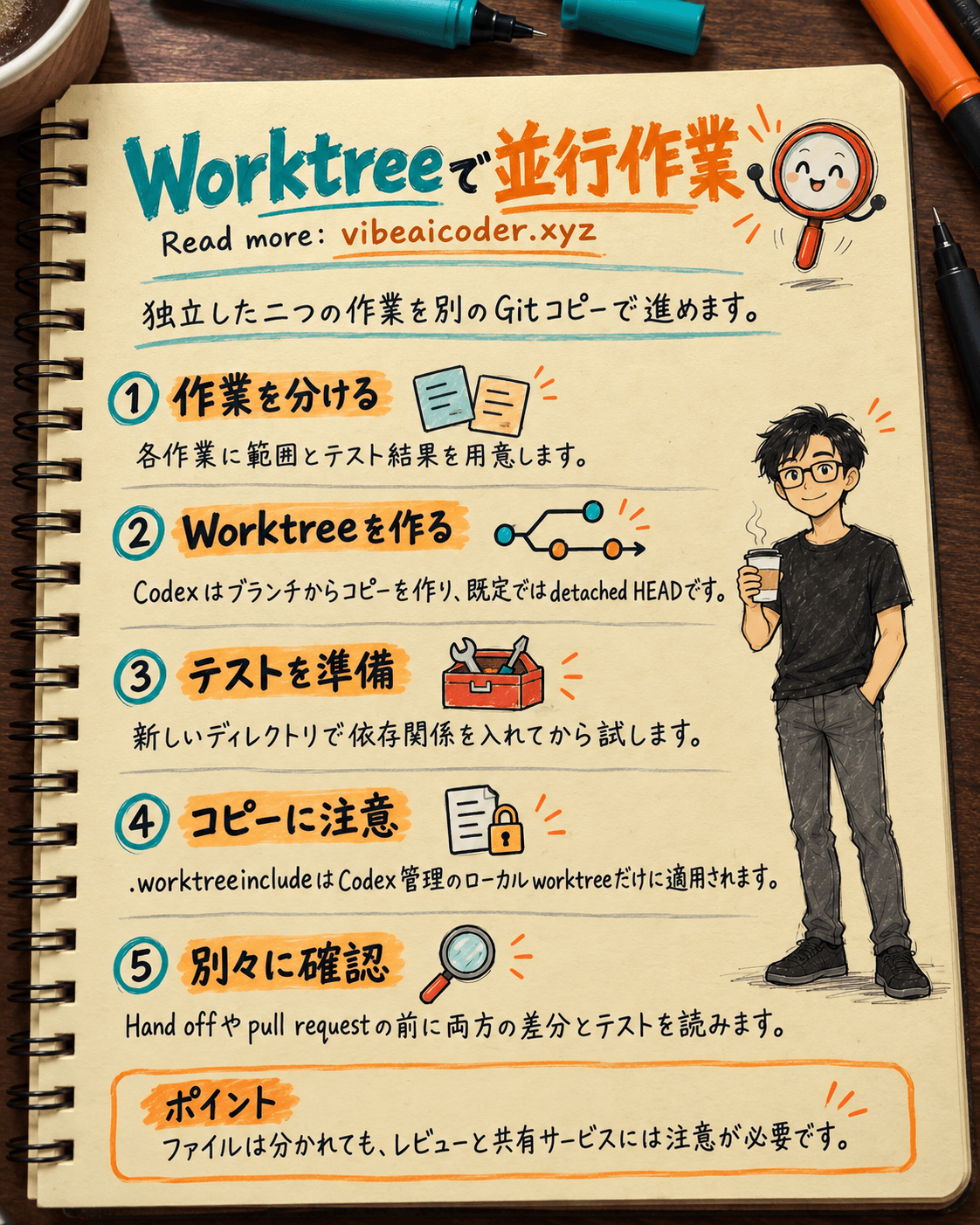 Codex Worktreeで二つの作業を並行し個別に検証する