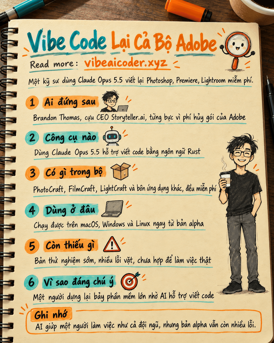 Một lập trình viên vibe code lại cả bộ Adobe bằng Claude Opus 5.5, Photoshop và Premiere giờ có bản miễn phí