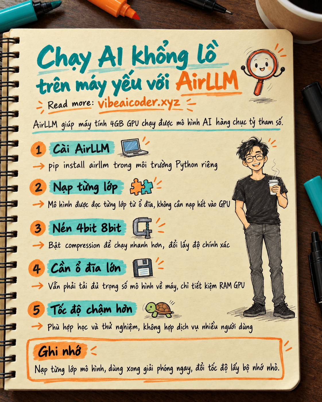 💻 Dùng AirLLM để chạy mô hình AI hàng chục tỷ tham số trên máy tính chỉ có 4GB card đồ họa