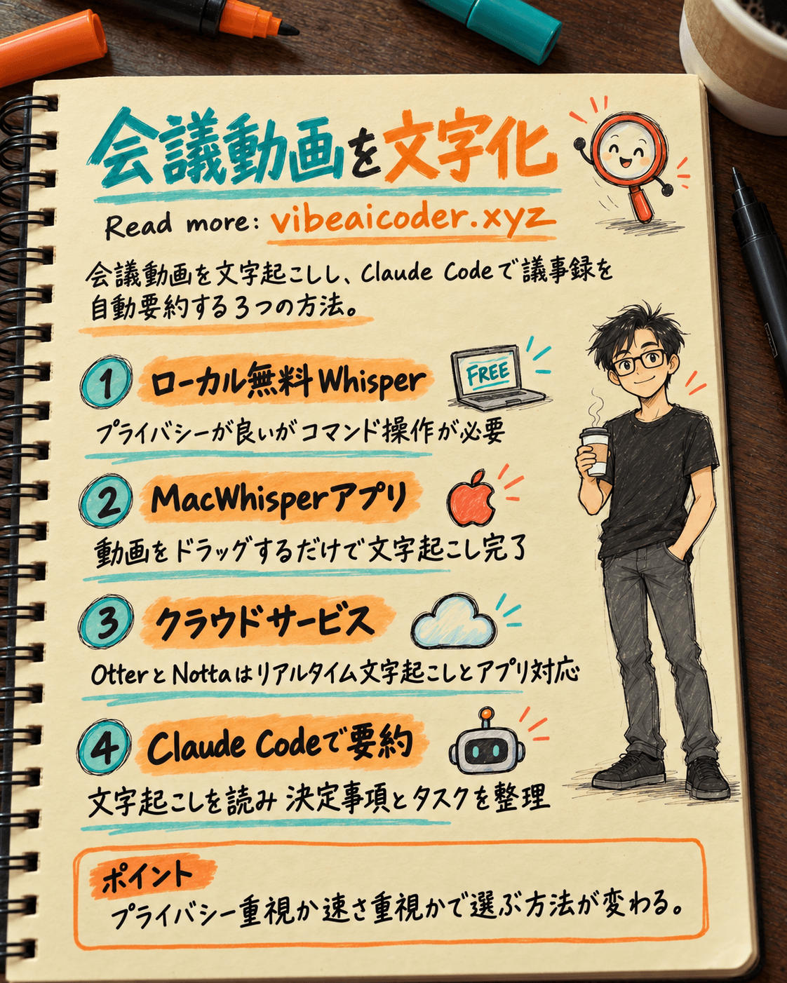 会議動画をテキスト化してClaude Codeで要約する3つの方法