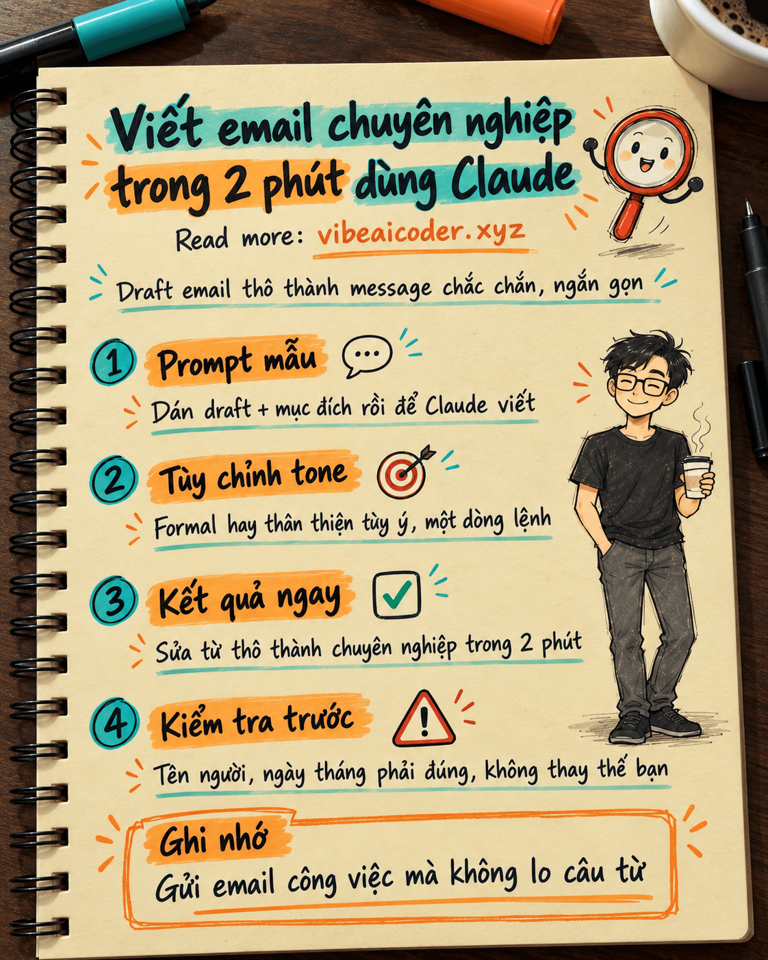 Dùng Claude viết email công việc chuyên nghiệp trong 2 phút (kèm prompt mẫu)