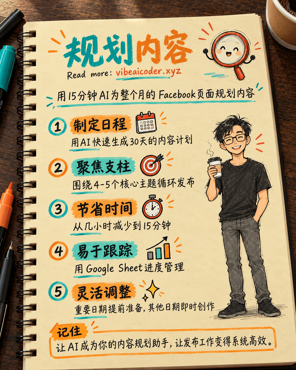 用AI在15分钟内规划30天的Facebook页面内容计划