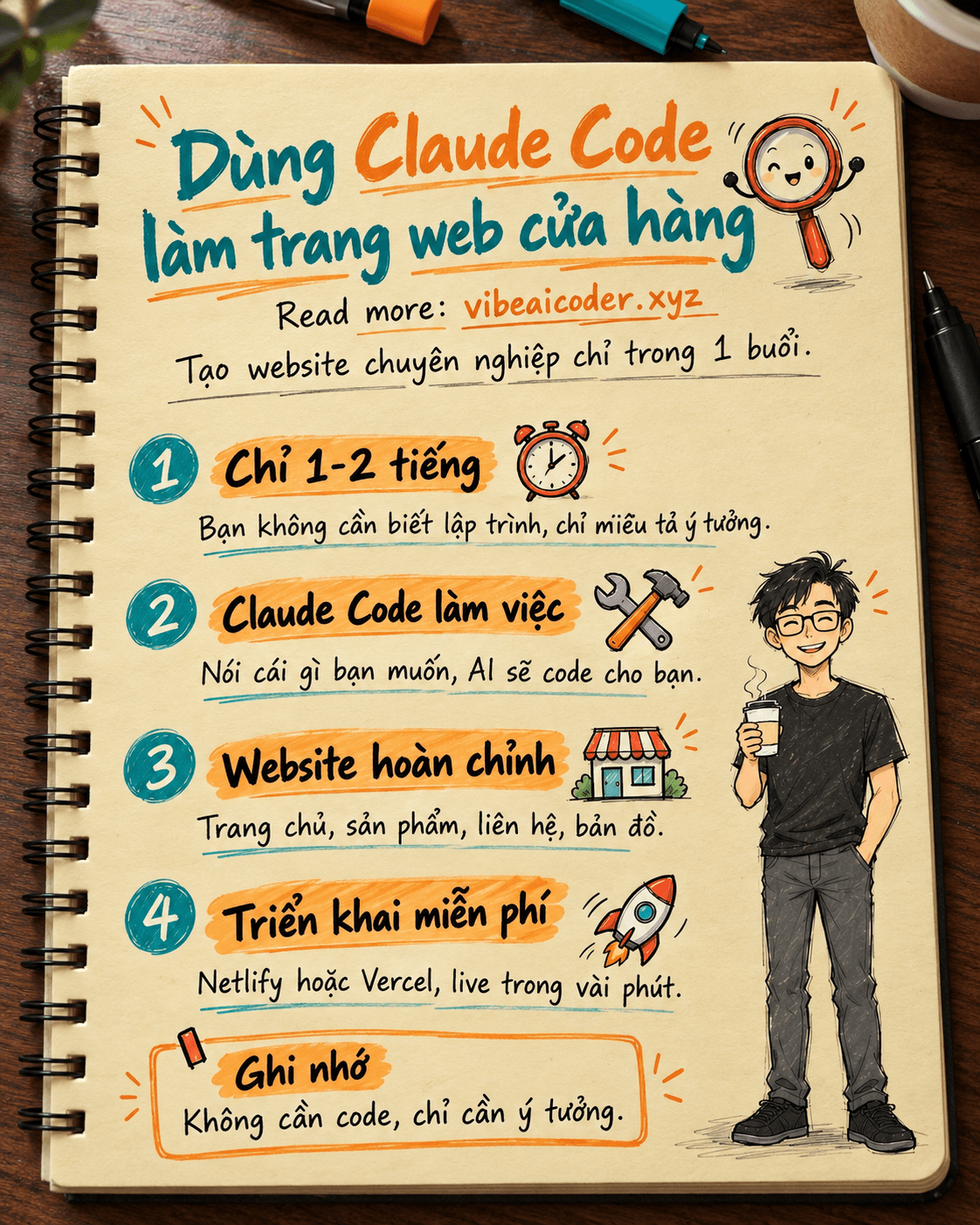 Dùng Claude Code làm trang web giới thiệu cửa hàng trong 1 buổi